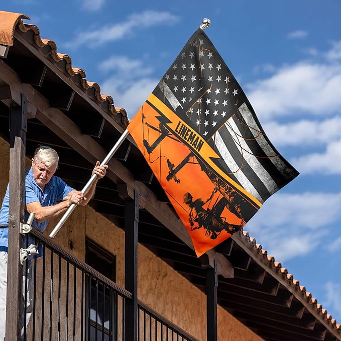 FLAGWIX Lineman American Flag - Independence Day, 4th of July Decorations Outdoor Flags, Patriotic Decor for Home, Yard, 30x40 House Flag - Double Sided, Heavy Duty Canvas, Decorative Outdoor Flags
