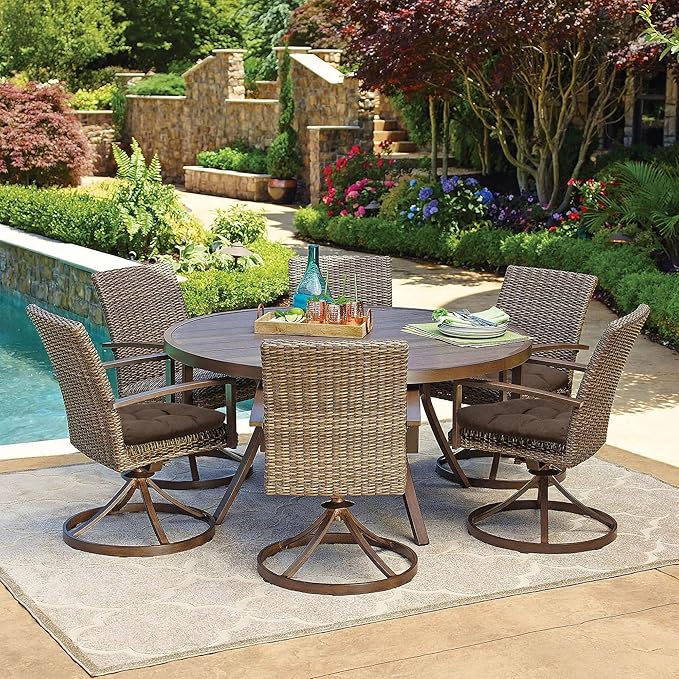 RACE LEAF Patio Chair Cushions 17x17 4 Pack, Thickened Heavy Duty Outdoor Cushions Stain & Water Resistant Non-Slip Ties Tufted (Brown)