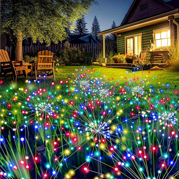 GIGALUMI Garden Outdoor Decor Lights 120LED 6Pack, Solar Garden Lights for Yard Outside Fairy Decorative,Solar Powered for Yard Pathway Flowerbed Planter Balcony Patio Decor(Multicolor)
