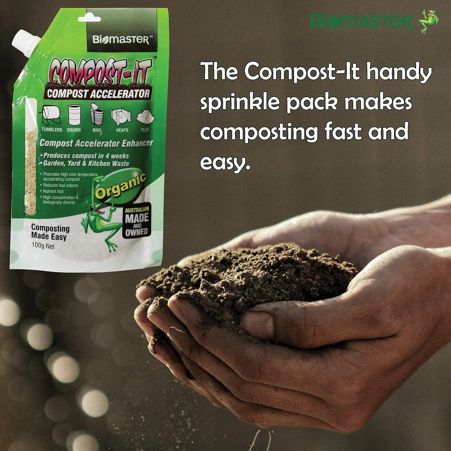 Compost-It Compost Accelerator/Starter 100g Spout Pack for All Composting Systems, (100% Natural Concentrate)