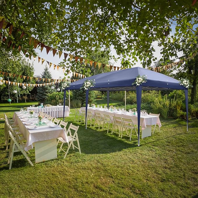 Outvita 10x20ft Pop Up Canopy Tent, Outdoor Instant Shelter Folding Canopy with Carry Bag for Commercial Events, Party, Backyard BBQ, Camping Blue