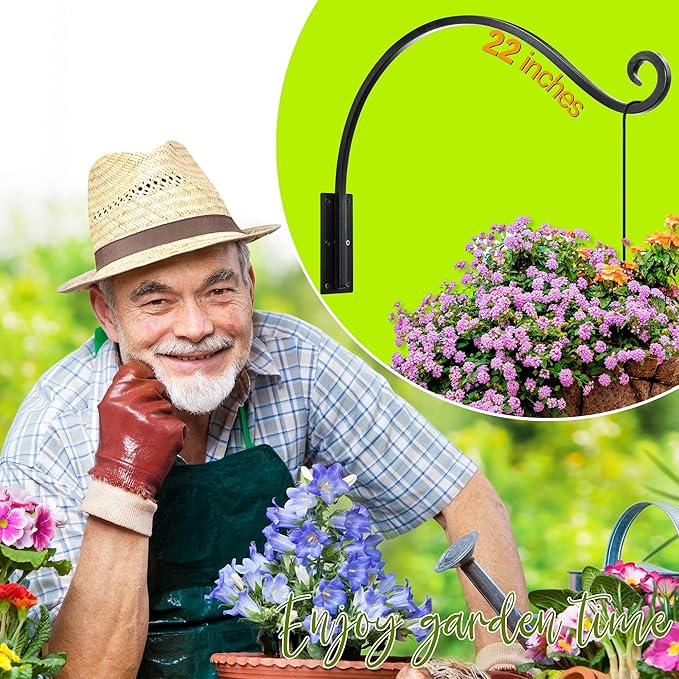 AJART Hanging Plant Hooks|Plant Bracket Outdoor - Thicker More Durable Rust-Resistant, Heavy Duty Plant Bracket Outdoor (1 PC, 22")
