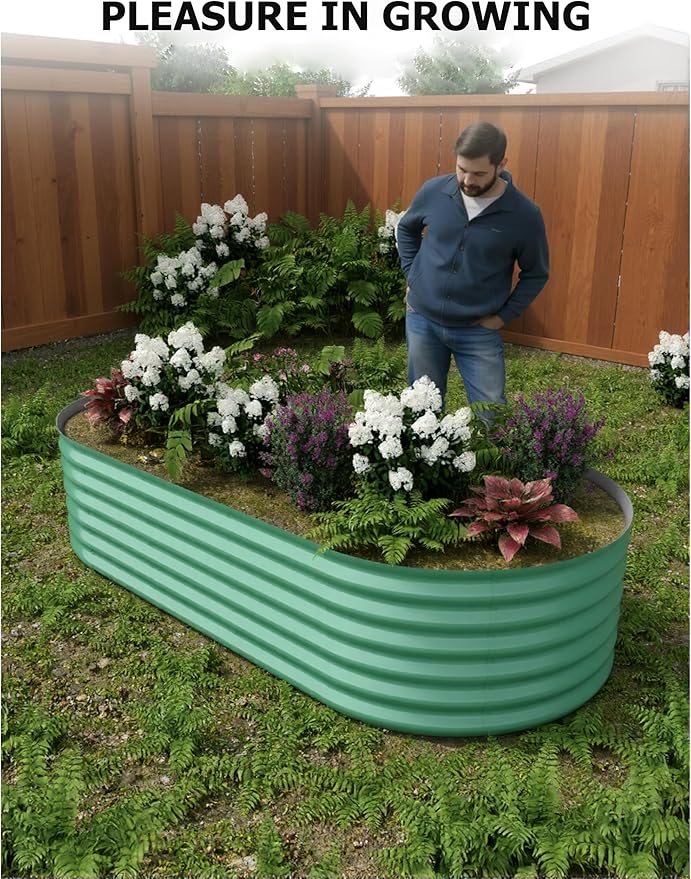 8x4x1.5 ft Raised Garden Bed,Galvanized Raised Planter Boxes Outdoor with Easy Assembly, Large Garden Bed for Vegetables, Fruits, Flower,Raised Garden Bed,Green