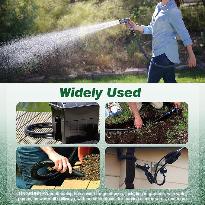 1.25" ID x 23.6 Ft Premium Flexible PVC Pond Tubing - Durable, Kink-Resistant, and Multipurpose for Ponds, Water Features, Filters, and More - Easy Installation and Concealment