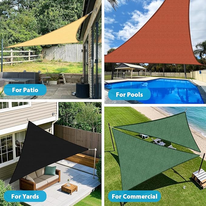 Amagenix Sun Shade Sail 10'X10'X14.1' Curved Edge Outdoor Shade Canopy Cream Breathable 95% UV Block Shade Cloth for Patio Garden Backyard (We Make Custom Size)