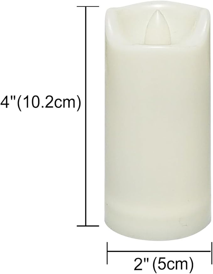 CANDLE CHOICE Waterproof Outdoor Battery Operated Flameless Candles with Auto Timer Flickering Plastic Resin Electric LED Slim Pillar Lights for Lantern Patio Garden Wedding Decorations 2”x4” 2 Pack