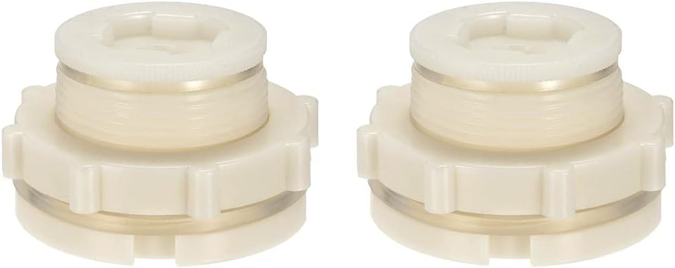 2" Female ABS Bulkhead Fitting, Plastic Water Tank Connector Adapter Fitting with Plugs for Outdoor rain Barrel Garden Hose Adapter Spigot kit Water Tank Gallon Drain Bucket(Set of 2)