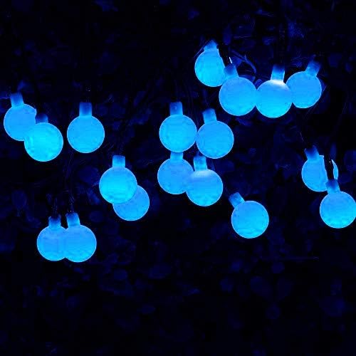 Globe Ball Fairy Lights, 50 LEDs 23ft/7M Solar Led Globe String Lights Waterproof with Two Lighting Modes for Garden Outdoor Party Christmas Decoration (Blue)