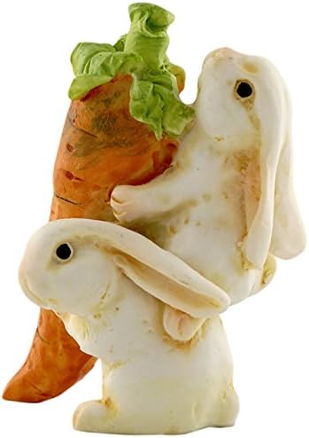Top Collection Miniature Fairy Garden and Terrarium Statue, Rabbits Carrying Carrot
