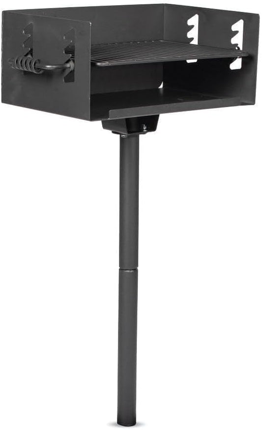 Ash & Ember Park-Style Grill, 384 Sq. In Jumbo Charcoal Grill, Single Post Outdoor Cooking Backyard BBQ, Camp Grilling Barbecues