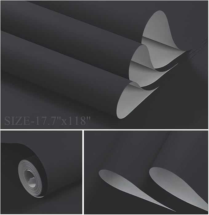 Dimoon 110''x17.7'' Grey Peel and Stick Wallpaper Contact Paper Modern Self Adhesive Wall Paper Removable Renter Friendly Textured Solid Color Shelf Cabinet Vinyl Roll (110''x17.7'',Dark Grey)