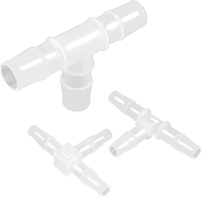 5/8" Tee Fitting Equal Barb 3 Way Hose Barb Fitting，Splicer Joint Mender Adapter Union Fitting for Fuel Gas Liquid Air (Pack of 5)