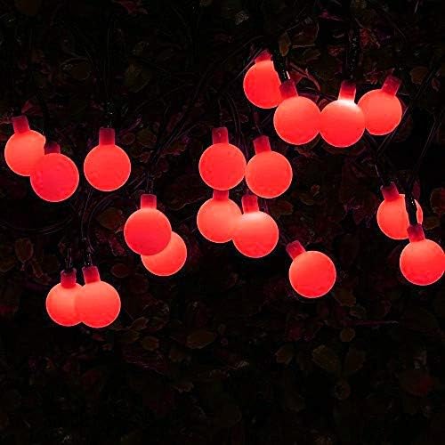 Globe Ball Fairy Lights, 50 LEDs 23ft/7M Solar Led Globe String Lights Waterproof with Two Lighting Modes for Garden Outdoor Party Christmas Decoration (Red)