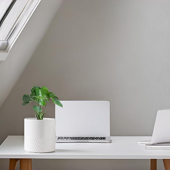 Docrin Ceramic Planters Indoor: 8 Inch Plant Pots with Drainage Holes for Home/Office - White Honeycomb