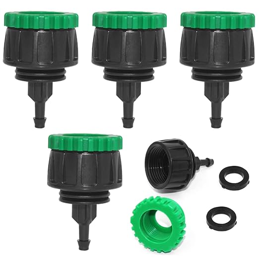 5 Pack Drip Irrigation Tubing Connectors,DanziX 1/4 Inch Drip Irrigation Tubing x 3/4 or G2/1 FHT Faucet Adapter,1/4 Inch Drip Irrigation Garden Hose Adapter
