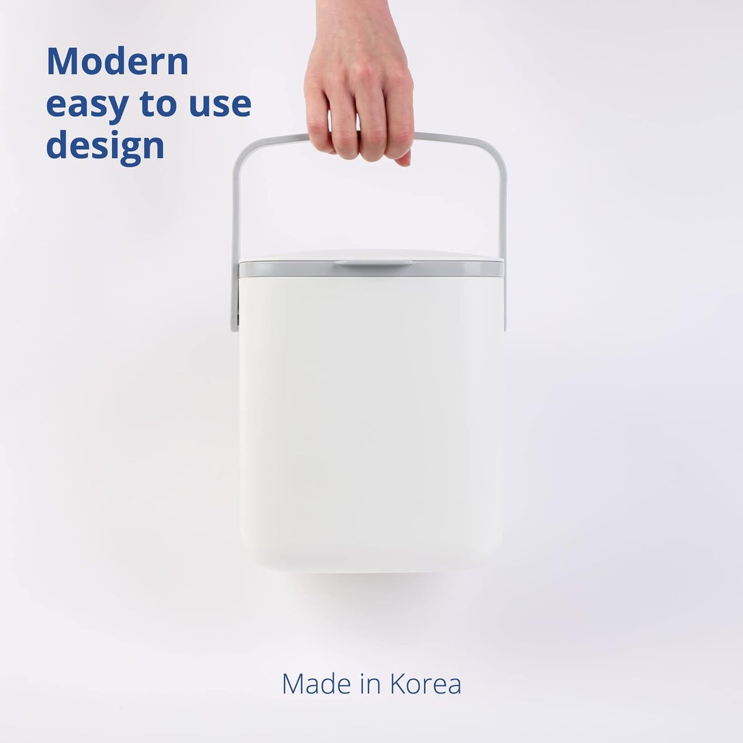 BLUE GINKGO Kitchen Compost Bin [5L / 1.32 GAL] – Filter-Free, Odor-Tight Countertop Food Waste Pail with Handles (Made in Korea, White)