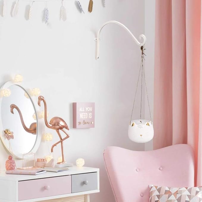 AJART White Plant Hanger Outdoor: 12-Inch Plant Hooks for Wall Indoor - Rust-Resistant Plant Bracket Hook for Hanging Flower Baskets