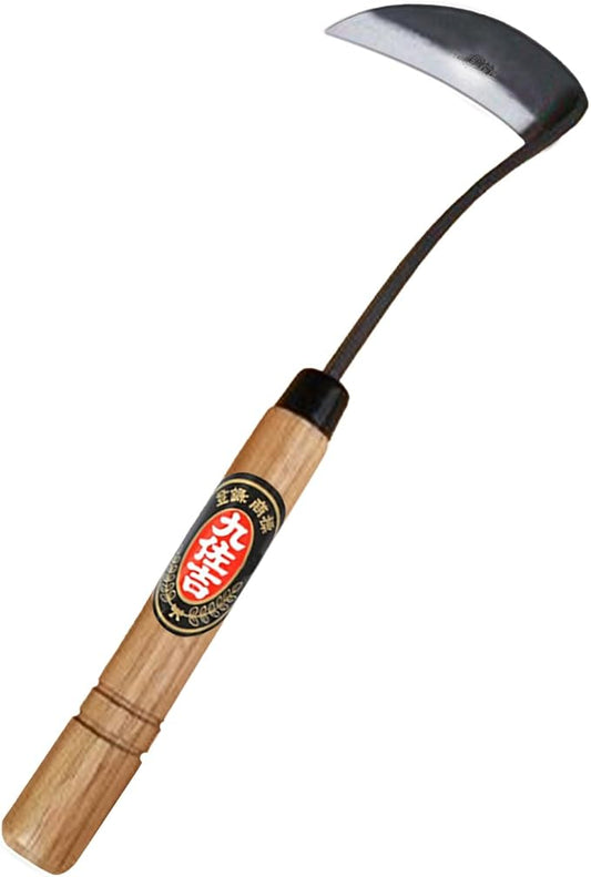 Kana Hoe 217 Japanese Garden Tool - Hand Hoe/Sickle is Perfect for Weeding and Cultivating,Solid Wood Handle for Gardening Tools