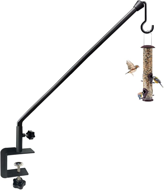 38 Inch Extended Reach Deck Hook Hanger for Railing, Heavy Duty Outdoor Plant Hook Holder for Hanging Bird Feeder Flower Basket Planter or Lanterns, 1 Pack