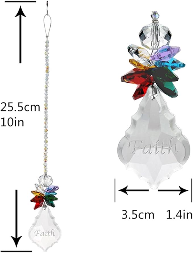 H&D HYALINE & DORA Glass Crystal Rainbow Angel Ornament Chakra Hanging Suncatcher Window Sun Catcher with Baroque Maple Leaf Pendant for Gift, Pack of 3