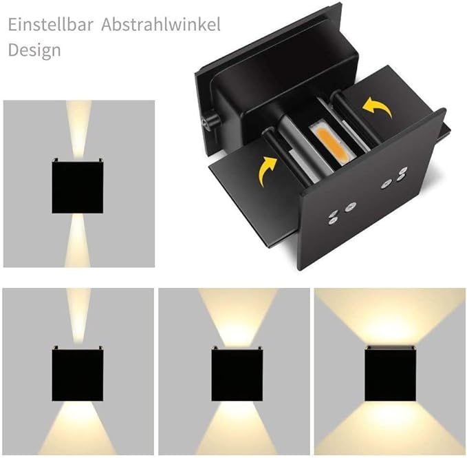 LANFU LED Aluminum Waterproof Wall Lamp, (Upgrade Dusk to Dawn Sensor) Waterproof Outdoor Light 20W 100-277V 2800K-3000K(Not dimmable) Outdoor Wall Light Warm Light 2LEDS (Black-20W-Larger)