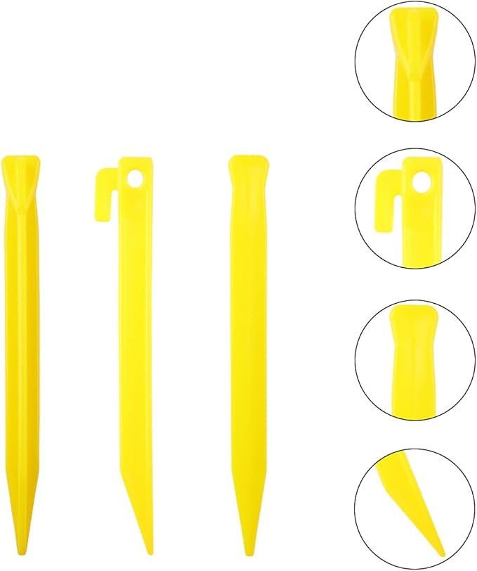 10-Pack Plastic Tent Stakes – 7-Inch Heavy Duty Canopy Anchoring Pegs for Camping, Gardening, Landscaping, Backpacking – Lightweight, Rust-Proof, Reusable Camping Stake