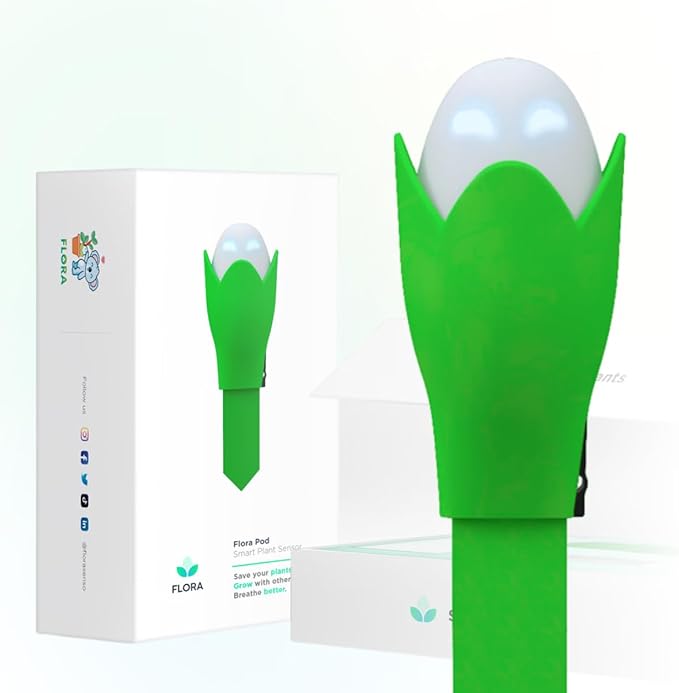 Flora Pod AI-Powered Smart Plant Monitor | for Indoor or Outdoor Plants | Personalized Alerts for Moisture, Temperature, Humidity, and Light