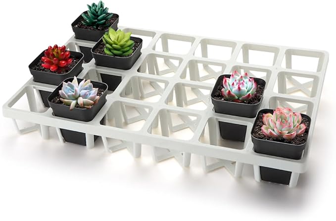5 Pack Planting Pots Moving Trays for 3 inch(2.7 inch for Exact) Square Nursery Pots, 24 Cell Pots Carrier Holders(White)