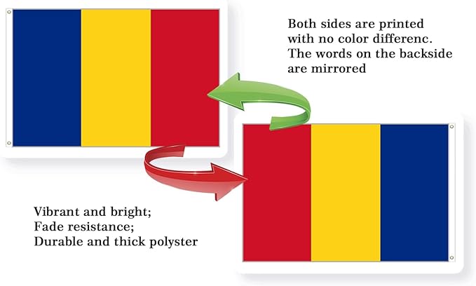 Romania Flag 2x3FT Romanian National Polyester Banner With 2 Grommets Fade Resistant Vivid Color For Patriotic Festival Events Party Decoration (Romania, 2x3FT)