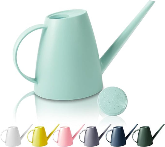 Watering Can for Indoor Outdoor Plants, Modern Small Watering Cans with Removable Nozzle, Long Spout Watering Can for Indoor Bonsai Plants Garden Flowers 1/2 Gallon 1.8L 60OZ (Green)