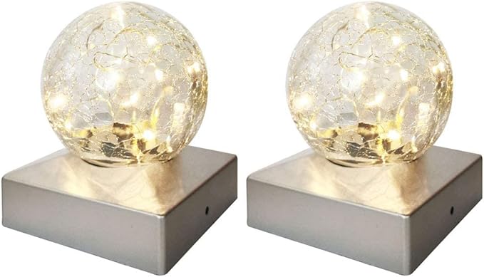2PK Solar Post Cap Lights - Waterproof Outdoor Caps for Deck, Fence, Patio, LED Garden Decorative Lighting for Wooden or Vinyl Posts - Warm White