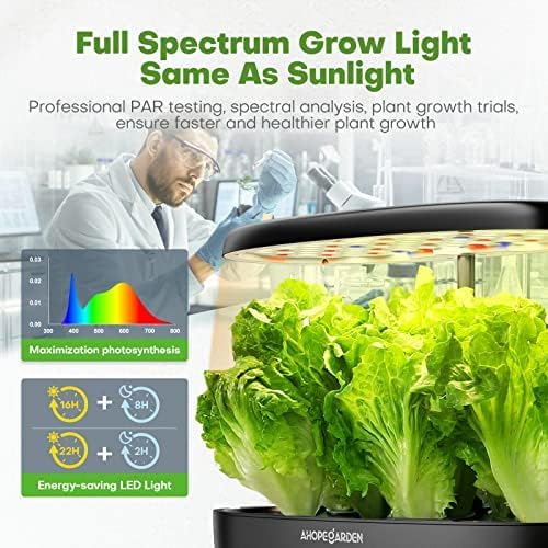 Ahopegarden Indoor Garden Hydroponics Growing System: 12 Pods Plant Germination Kit Garden Kit Growth Lamp Countertop with LED Grow Light Hydrophonic Planter Grower Harvest Vegetable Lettuce