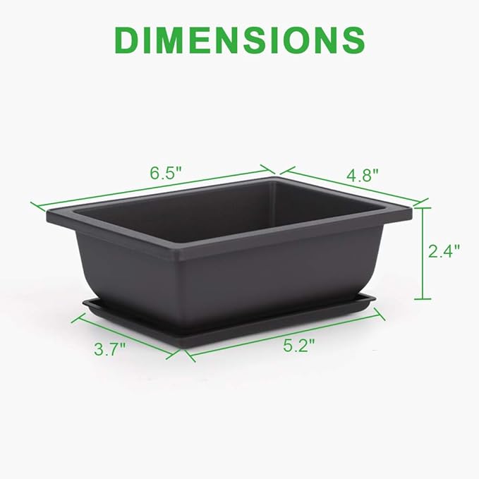 GROWNEER 6 Packs 6.5 Inch Bonsai Training Pots with Drainage Humidity Trays, Bonsai Tree Kits with 1 Repotting Mat, Growing Planter for Garden, Yard, Balcony, Office, Indoor, Outdoor