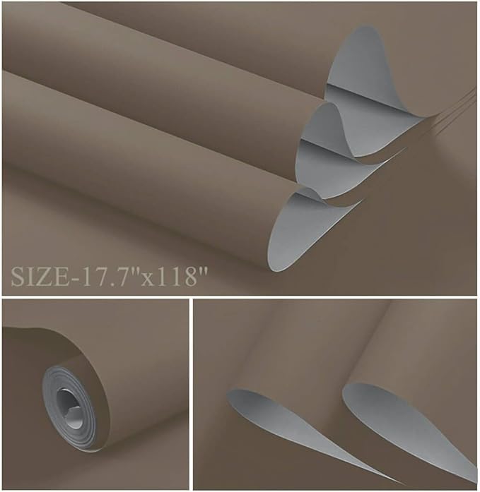 Dimoon 78.7''x17.7'' Etoupe Peel and Stick Wallpaper Contact Paper Modern Self Adhesive Wall Paper Removable Renter Friendly Textured Solid Color Shelf Cabinet Vinyl Roll (78.7''x17.7'',Etoupe)