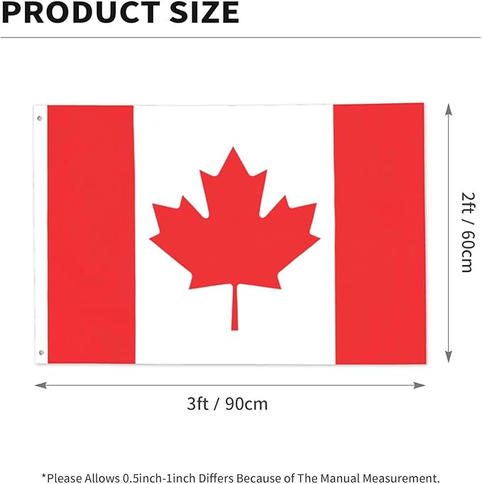 Canada Canadian Flag Garden Yard House 2x3 ft Flags Double Sided Print Banner Indoor Outdoor Party Home Decorations for Boat Dorm House Balcony