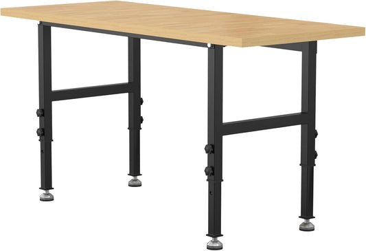 60" Adjustable Workbench,Heavy-Duty Work Table,3000 LBS Load Capacity Particleboard Hardwood Workstation with Fixed feet,for Workshop, Garage