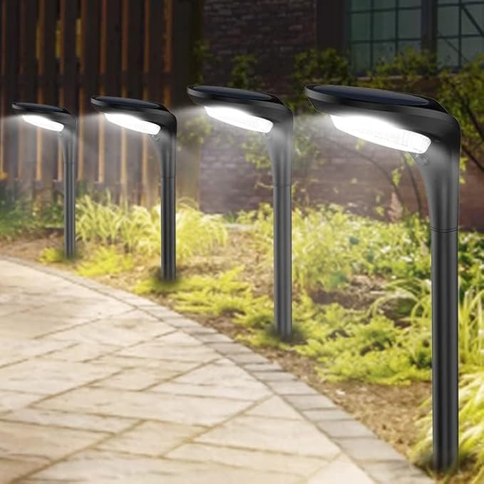JSOT 150 Lumen Bright Solar Outdoor Lights,4 Pack Solar Pathway Lights Waterproof Landscape Lighting Path Light for Garden Decor Walkway Yard Driveway Holiday Decorative Lamp