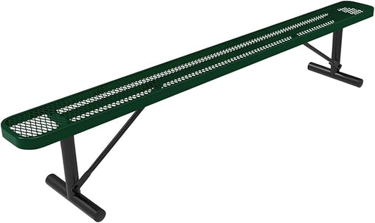 Coated Outdoor Furniture Heavy-Duty Portable Outdoor Bench Thermoplastic Coated, Expanded Metal, Commercial-Grade Seating, Made in America (Portable Without Back, 8 Ft, Green)