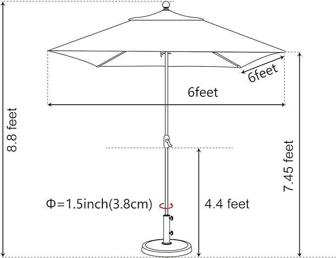 EliteShade USA 10-Year-Non-Fading 6x6Ft Square Market Umbrella Patio Outdoor Table Umbrella with Ventilation, Macaw Green
