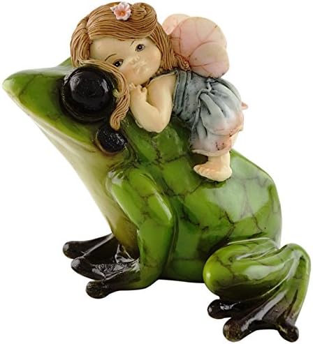 Top Collection Miniature Fairy Garden and Terrarium Statue, Little Fairy Riding Frog