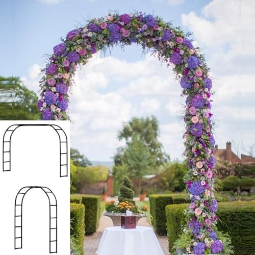 Adorox 7.8ft Garden Arch Trellis for Climbing Plants, Metal Arch Frame, Pumpkin Archway Outdoor Garden Arbors and Arches for Halloween Christmas Birthday Party Baby Shower Decoration(Black)