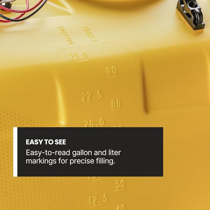 25 Gallon Platinum Spot Sprayer 2.2 GPM, Pro Series Aluminum Handgun Included with 15 Foot Hose, Mounted ATV and UTVs, Built in Drain, Yellow