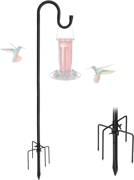 Bird Feeder Pole, 94" Shepherds Hooks for Outdoor, Hummingbird Feeders Stand Heavy Duty with Stable 5-Prong Base, Hanging Plant Shepherd Hook Hanger Stick for Outside Garden Yard Wedding