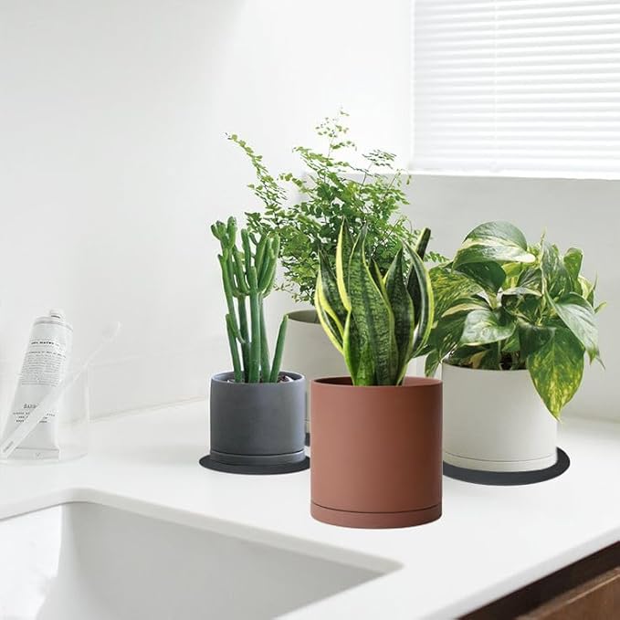 Ceramic Plant Saucer Pot Tray 10 Inch, Planter Saucers 4 5 6 7 8 9 10 11 12 13 Inch for Indoors Outdoor, Durable Sturdy Flower Drainage drip Water Tray for Glazed Pots Base (10.7 Inch-Brown)