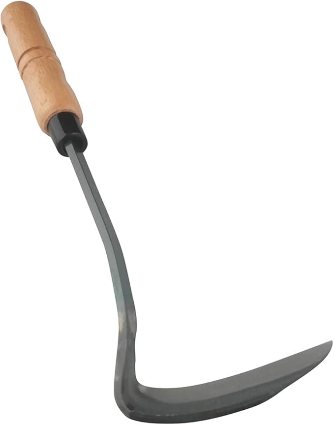 Japanese Gardening Weeding Sickle Nejiri Kama Sharp Steel Blade and Wood Handle
