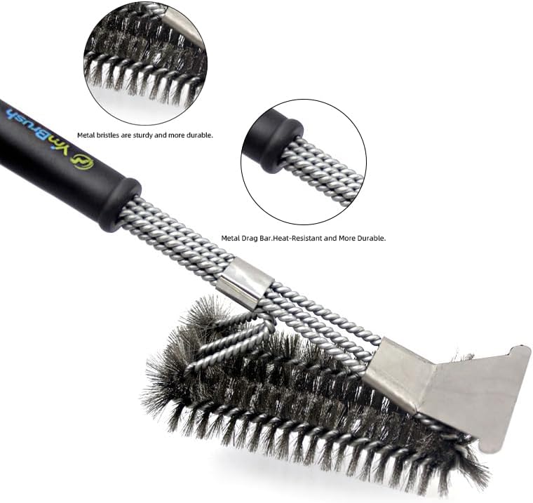 BBQ Grill Brush for Outdoor Grill Safe Stainless Steel Woven Wire Heavy Duty Grill Accessories Cleaning BBQ Accessories, Safe Cleaner Brush Suitable for Gas Charcoal Grilling Grates