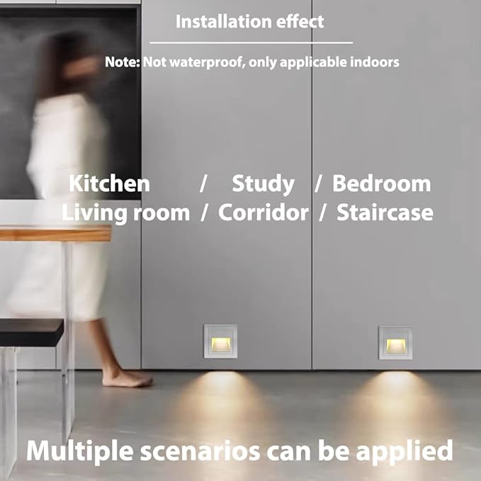 4Pcs 1.5W LED Step Light, Warm White 3000K Recessed Wall Spotlight for Staircase, Kitchen, Bedroom, Living Room, Cabinet, 110V Silver