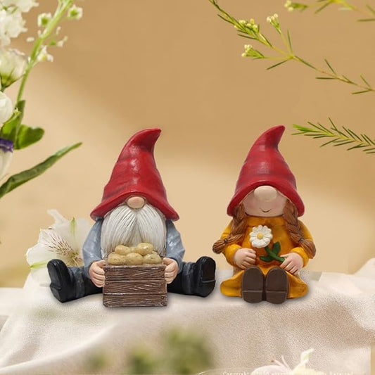 2 PCS Funny Garden Gnome Statues, Creative Resin Dwarf Sculptures, Outdoor Yard Decor, Gnomes Tree Faces for Lawn, Patio, Porch, Miniature Fairy Garden Accessories, Novelty Gift for Indoor/Outdoor Use