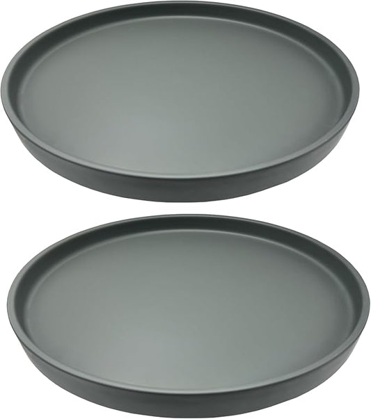 2 Pack Ceramic Plant Saucer Pot Tray 6 Inch, Planter Saucers 4 5 6 7 8 9 10 11 12 13 Inch for Indoors Outdoor, Durable Sturdy Flower Drainage drip Water Tray for Glazed Pots Base (6.4 Inch-Grey)