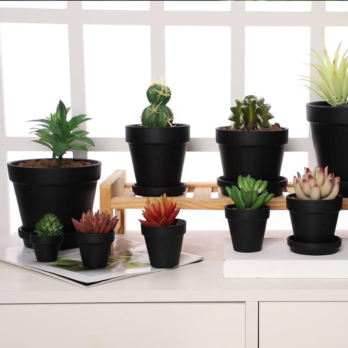 Yishang 36 pcs Small Mini Black Clay Pots, 2.5'' Terracotta Pot Clay Ceramic Pottery Planter,Cactus Flower Terra Cotta Pots,Succulents Nursery Pots,with Drainage Hole,Great for Crafts,Wedding Favor